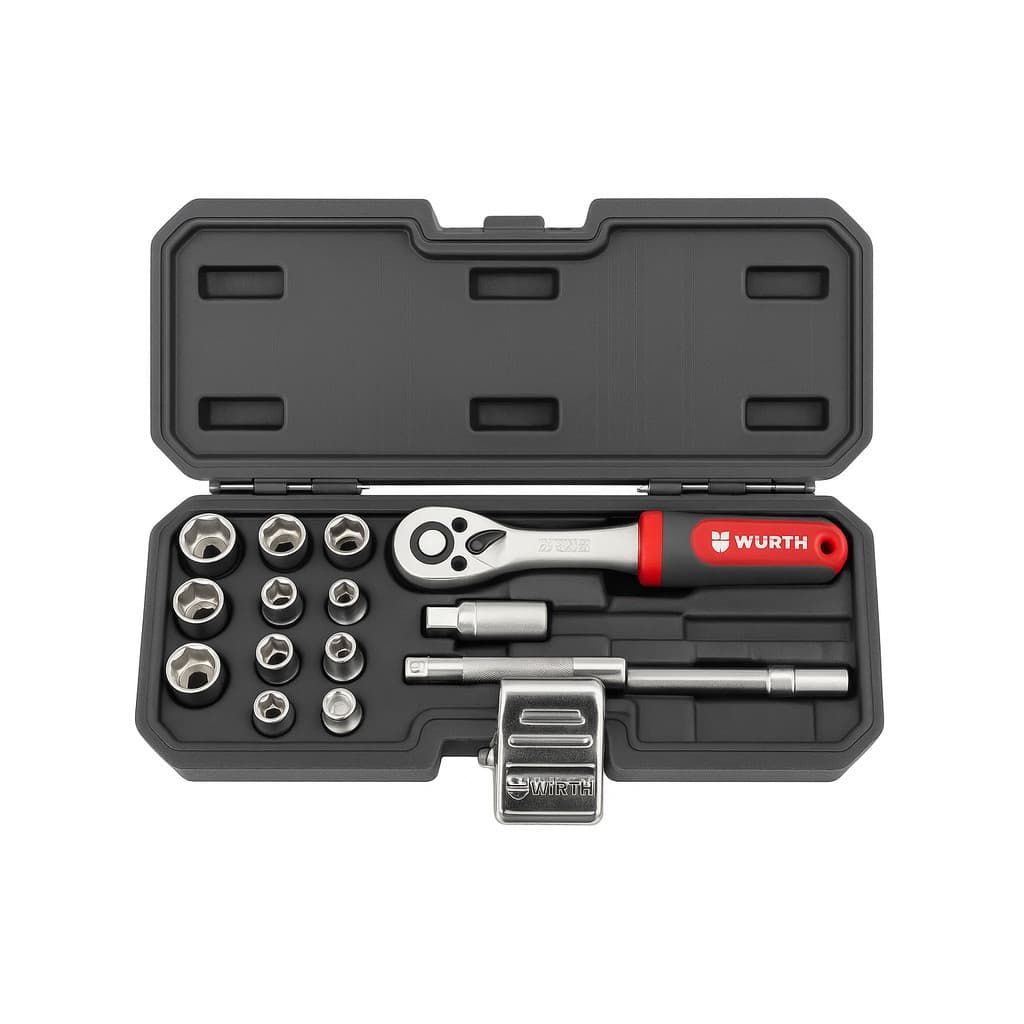 Jogo de Soquete Wurth 1/4" 17 Peças Profissional Com Maleta