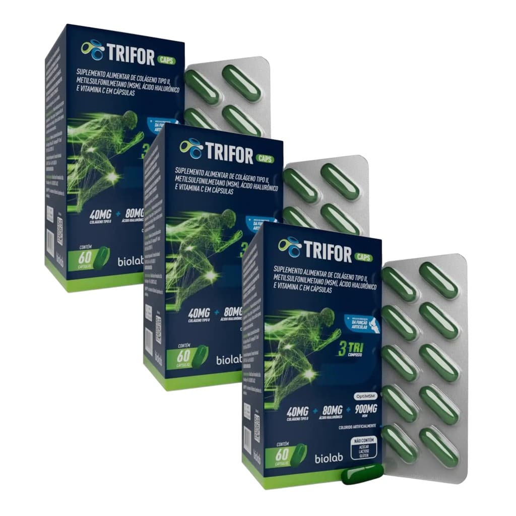 Kit com 3 Suplemento Alimentar Trifor Caps 60 Cap