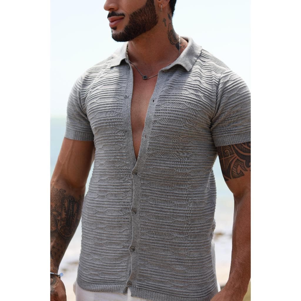 camisa masculina manga curta gola polo tricot blusa verão primavera homens casual alta qualidade