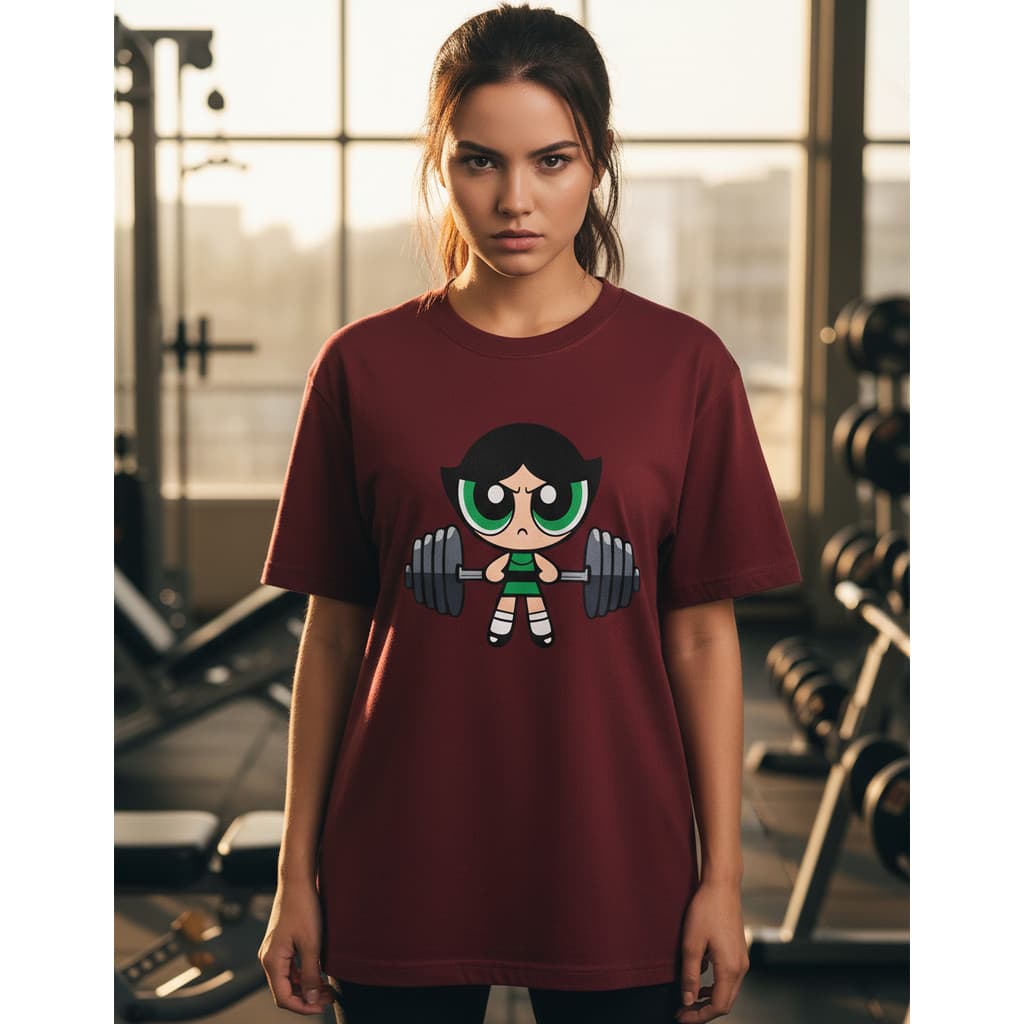 Camiseta Feminina Personagem Super Poderosas Academia Treino