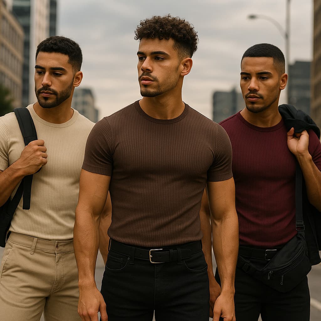 Camiseta Masculina Canelada Americana Slim Algodão Premium Ribana