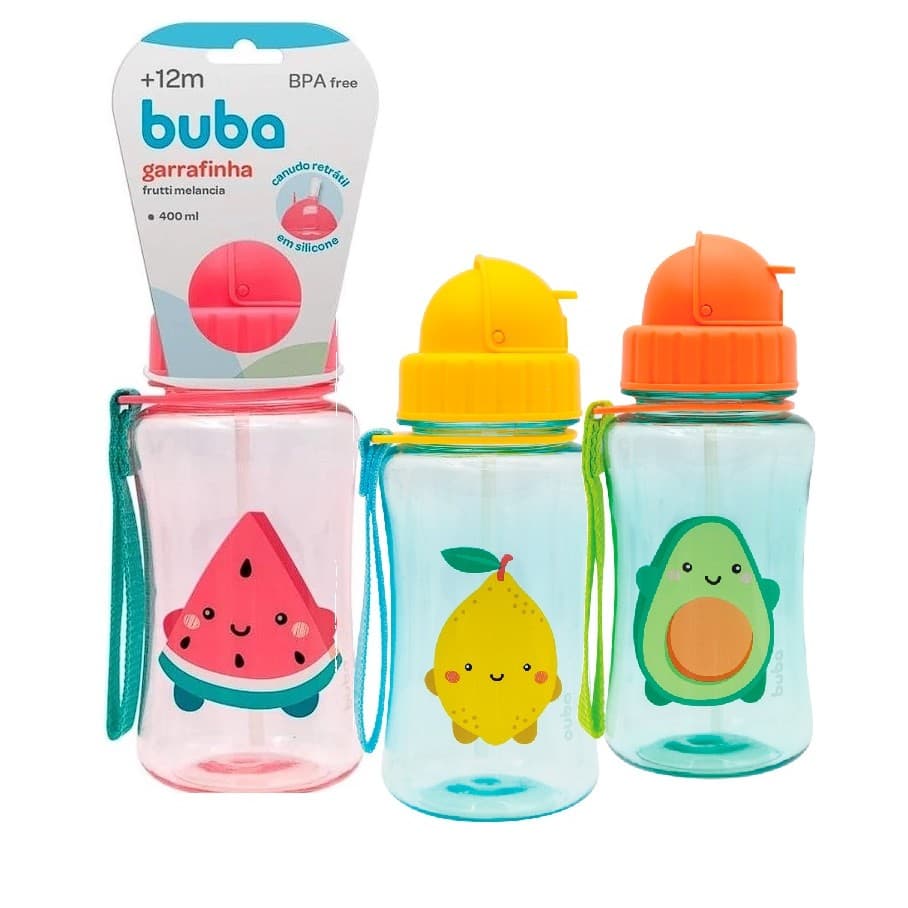 Garrafinha Infantil Com Canudo Frutti Buba
