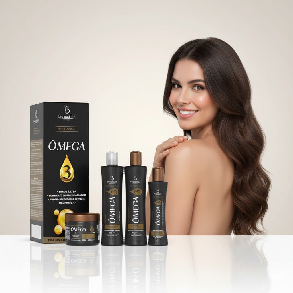 Kit Capilar 4 Itens Ômega 3 com 4 Itens Shampoo Condicionador Mascara de Hidratação Bio Instito