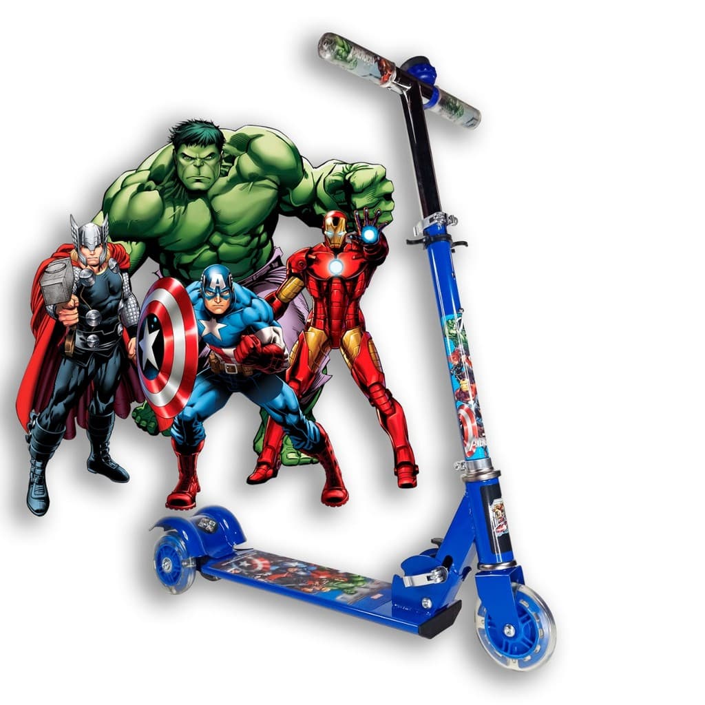 PATINETE INFANTIL DE FERRO 3 RODAS COM LUZ - AVENGERS