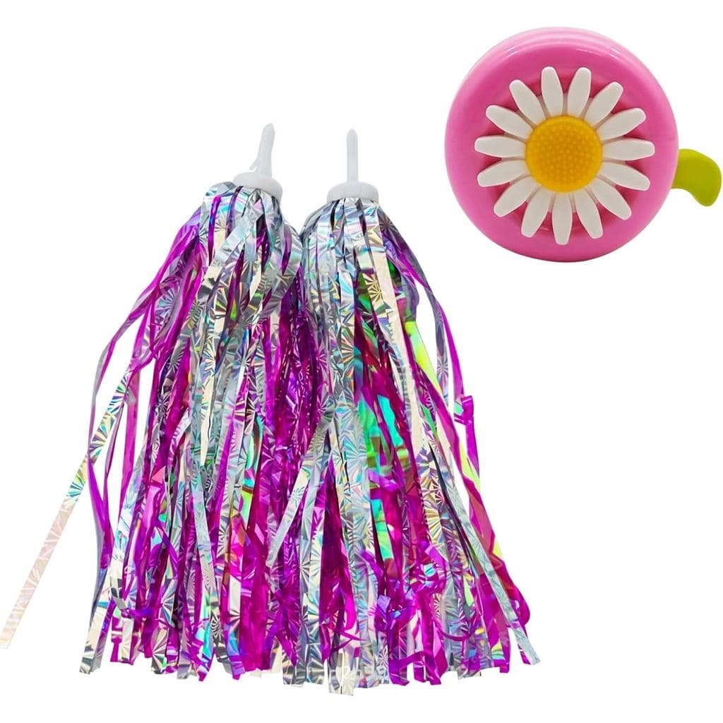 Borlas De Bicicleta Para Meninas , Conjunto De Flâmulas De 3 Peças Com Duas Franjas E Um Sino , Guiador Guidão Serpentin