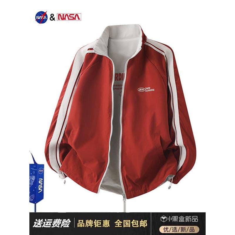 NASA oficial Co-marca simples americano gola alta jaqueta masculina primavera outono Street Wear solto esportes topo jaq