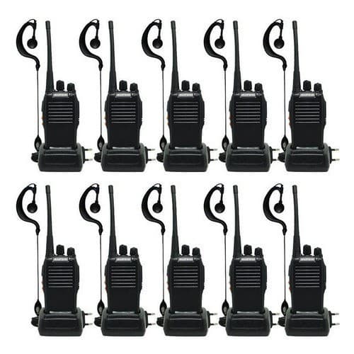 Kit Com 10 Rádio Comunicador Longo Alcance 12km 16 Canais BF777S Segurança Profissional Recarregável