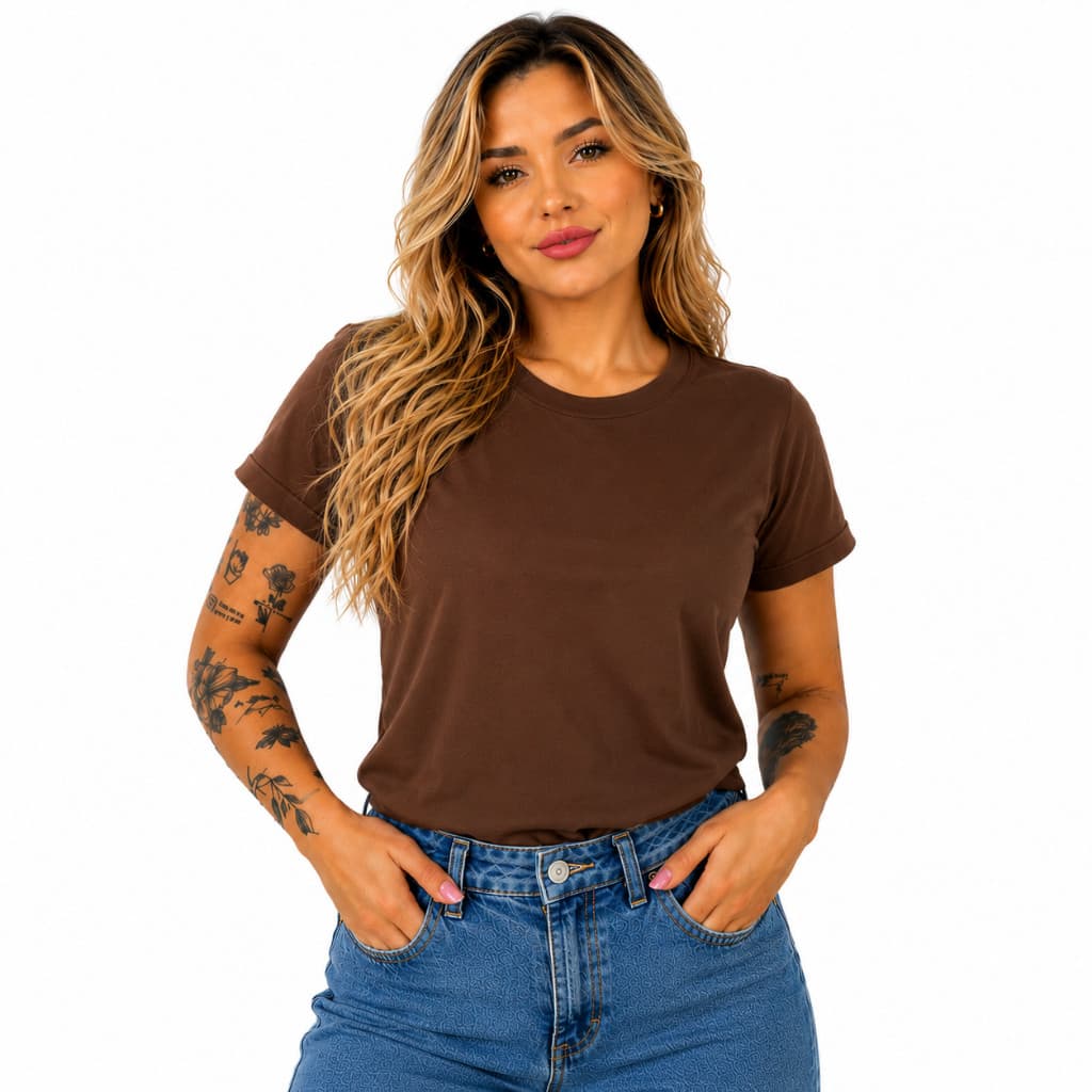 Blusa T-Shirt Camiseta Feminina Básica Lisa 100% Algodão