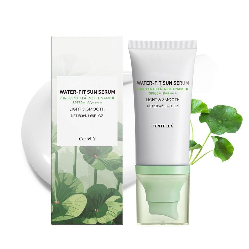 Protetor Solar Centella, HyaluCicaWaterFitSunSerum, Protetor Solar Facial Levemente Hidratante para Todos os Tipos de Pe