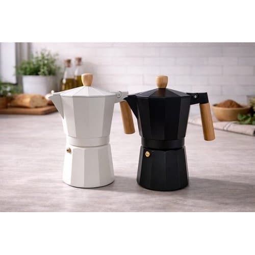 Cafeteira Italiana Tradicional 6 Xicaras 300ml Material Resistente Design Classico Cores