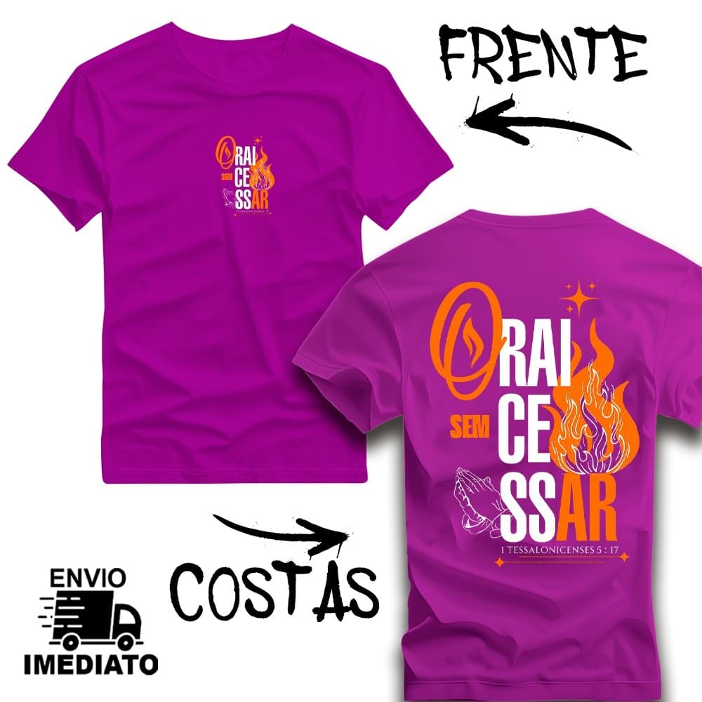 Camiseta Cristã Unissex Premium “ORAI SEM CESSAR” Evangélica Fé 100% Algodão Estampa Religiosa - 13