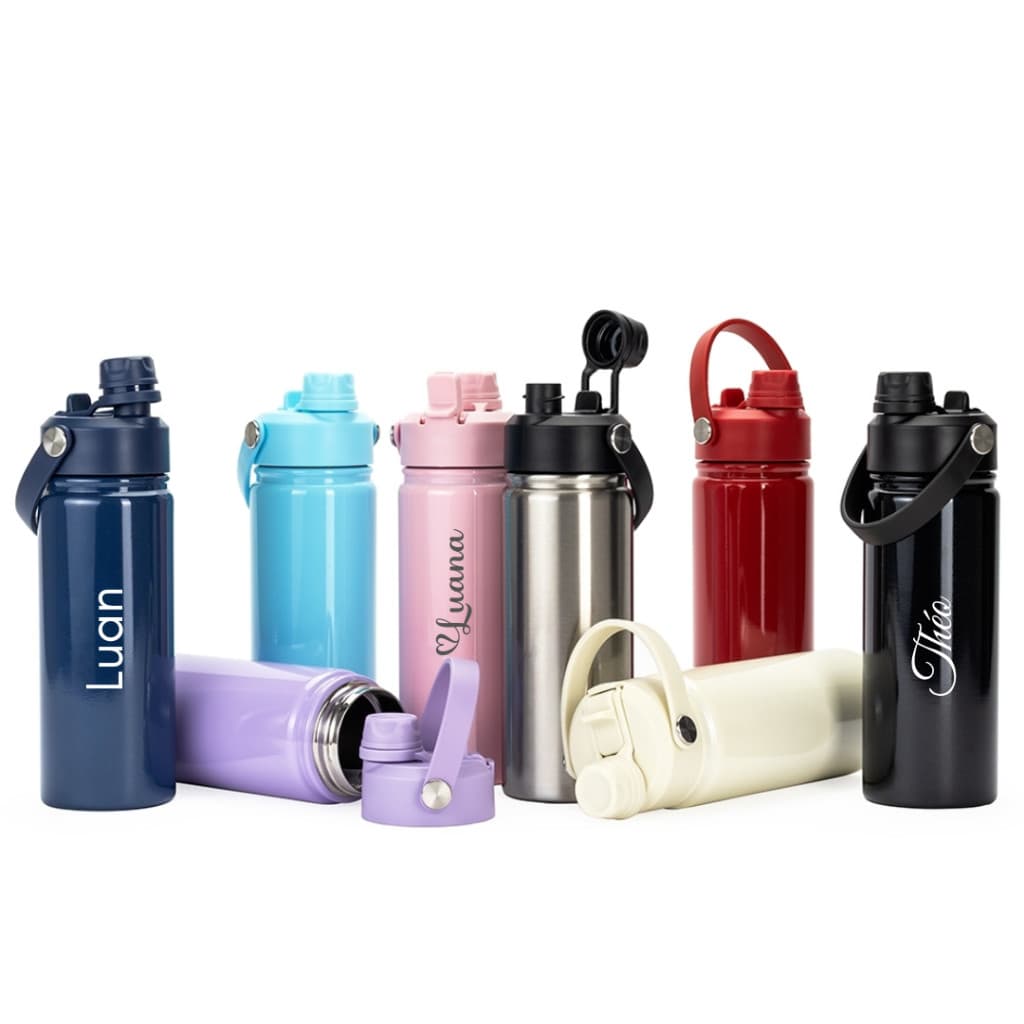 Garrafa Térmica Personalizada Nome 400/600ml Alça Canudo 2em1 Hidrat