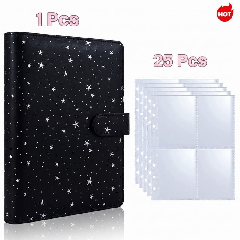 < LA > A5 Photocard Binder 6-Ring Cartão Coletor Álbum PU Titular Com Protetores De Foto Para Organizar Cartões Colecion