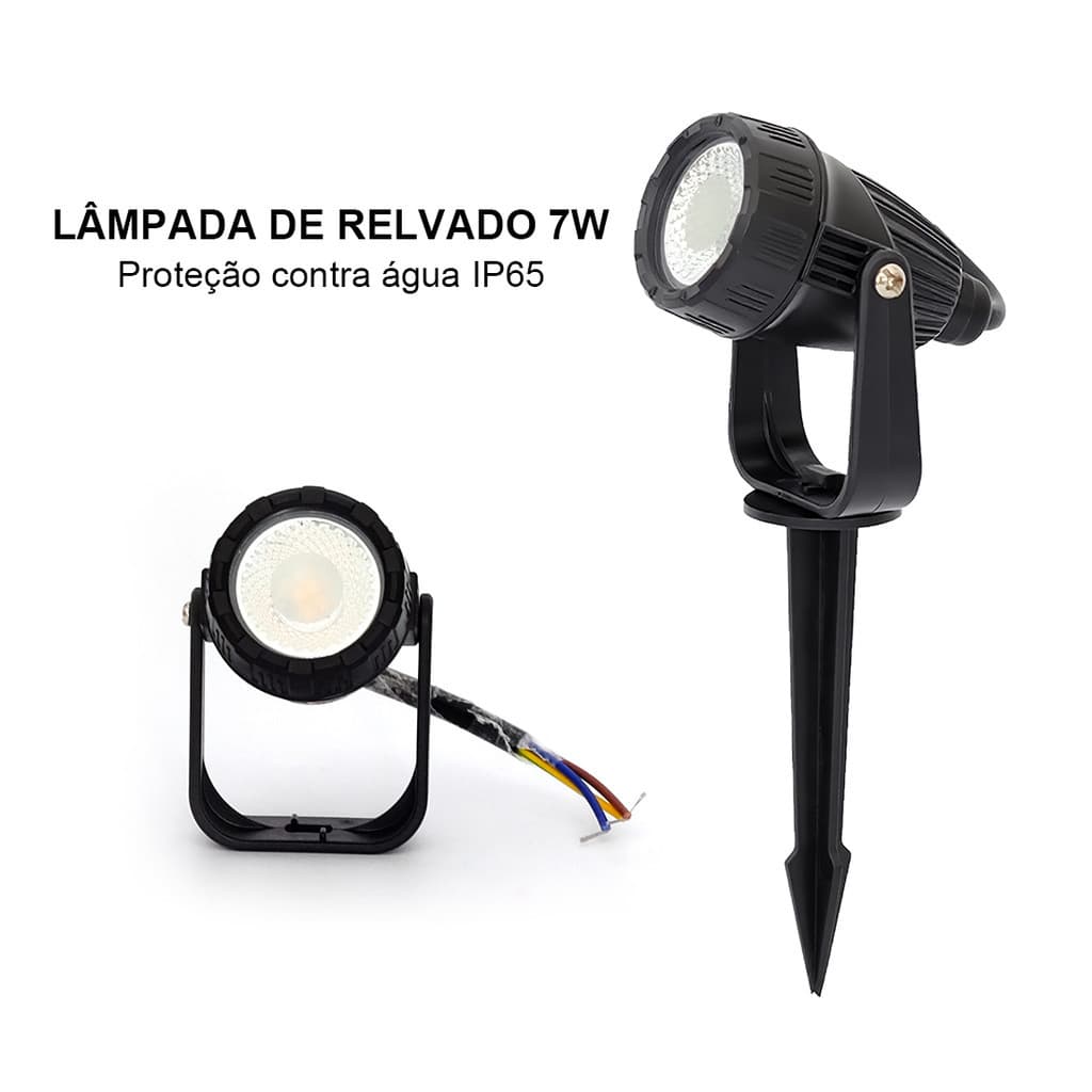 KIT 2 Luminária Espeto De Jardim 7w Cob Led Luz Branco Quente /Branco Frio /Verde