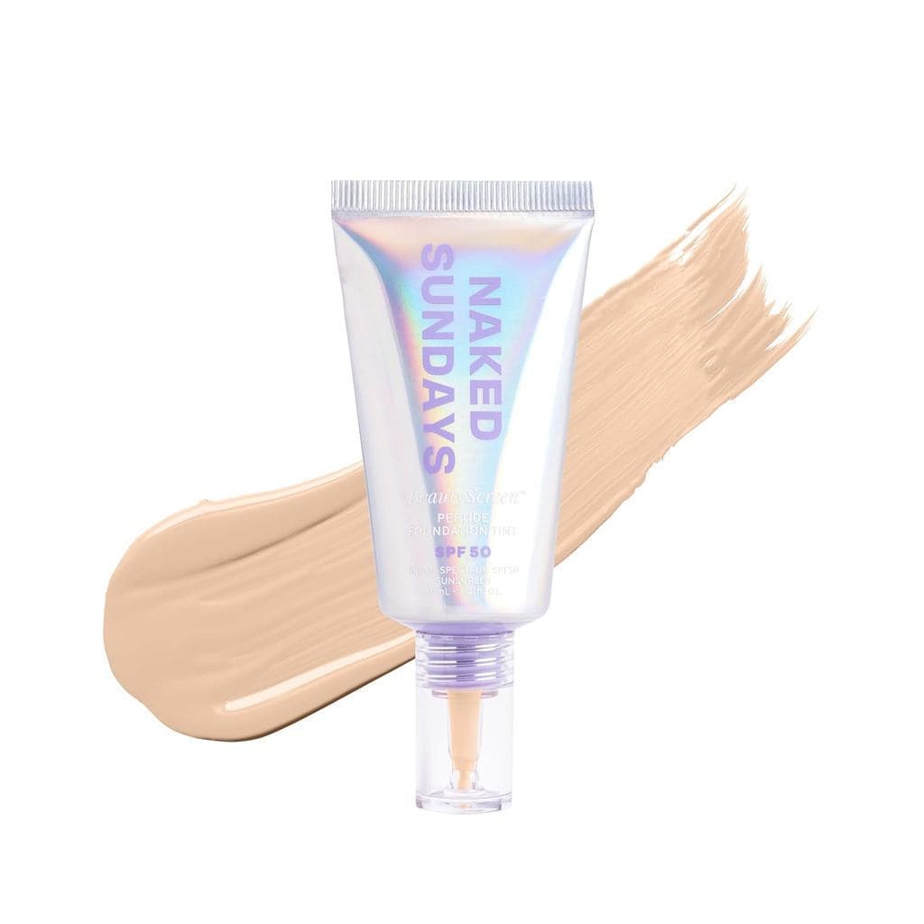 NakedSundays Beauty Screen Peptide Liquid Foundation - Protetor Solar Colorido com FPS 50 e Cosméticos de Cuidado, Óxido