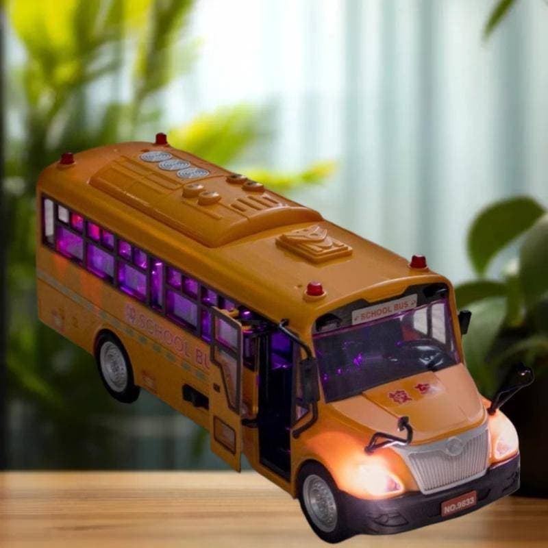 1 Conjunto De Brinquedo De Carro De Ônibus 1 : 30 Inércia Deslizante Campus Modelo Simulação Som E Luz Música Brinquedos