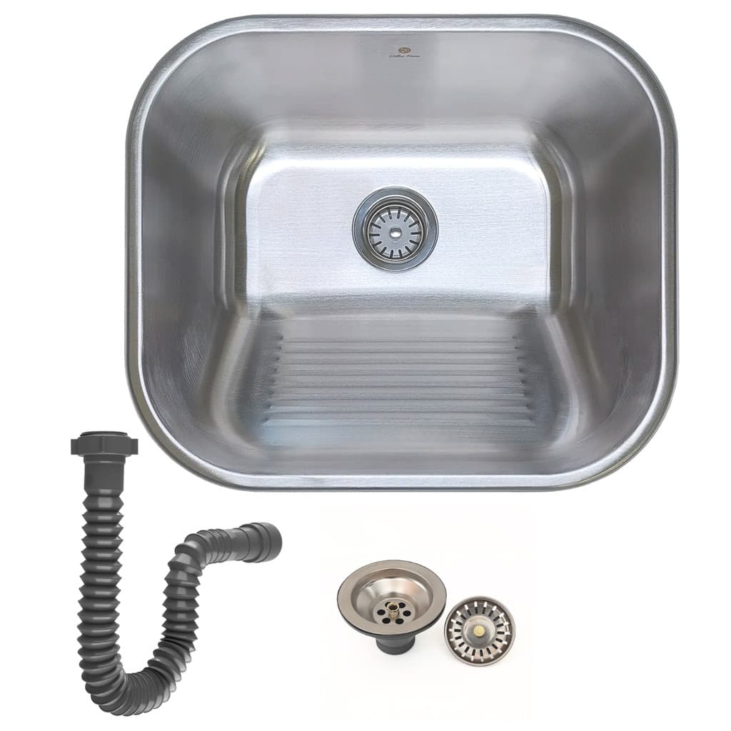 TANQUE LAVANDERIA INOX 304 ESCOVADO 44X44CM COM RALO E SIFÃO
