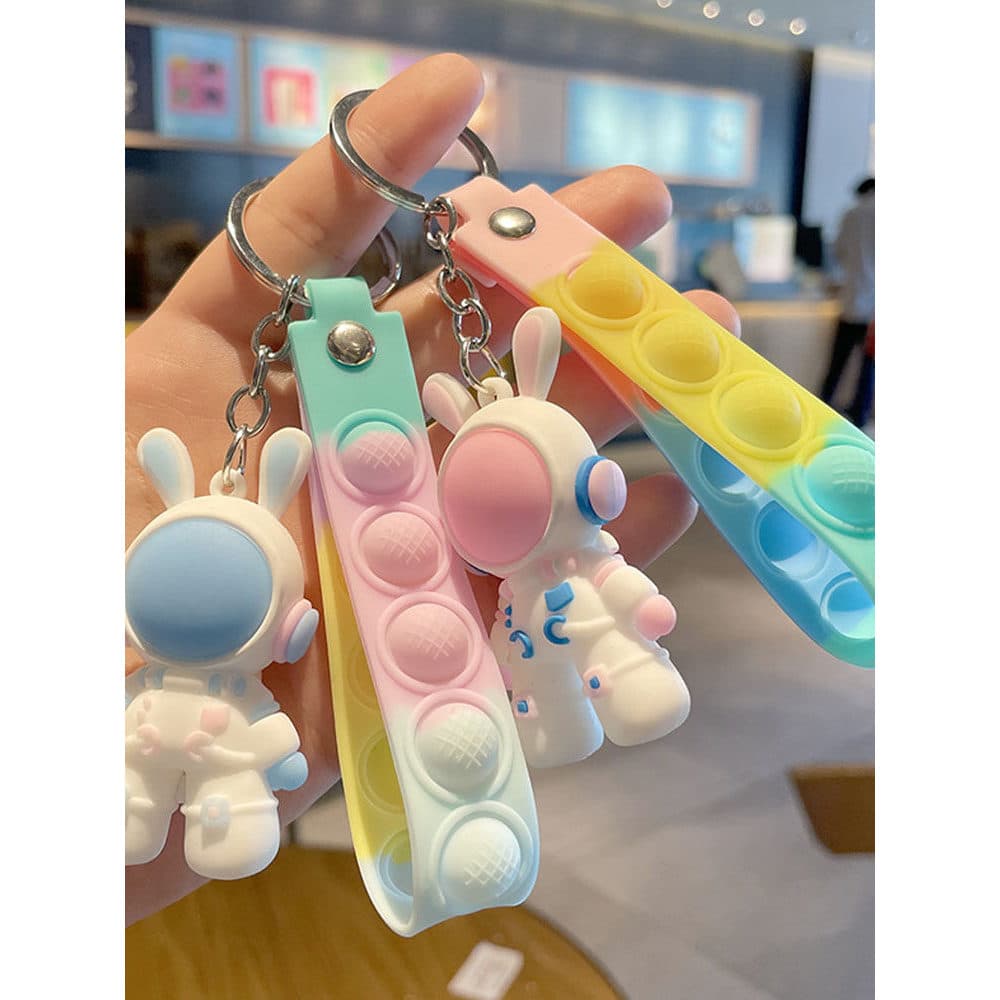 Espaço coelho novo estilo chaveiro boneca pingente feminino requintado mochila pingente bonito ins carro chaveiro anel