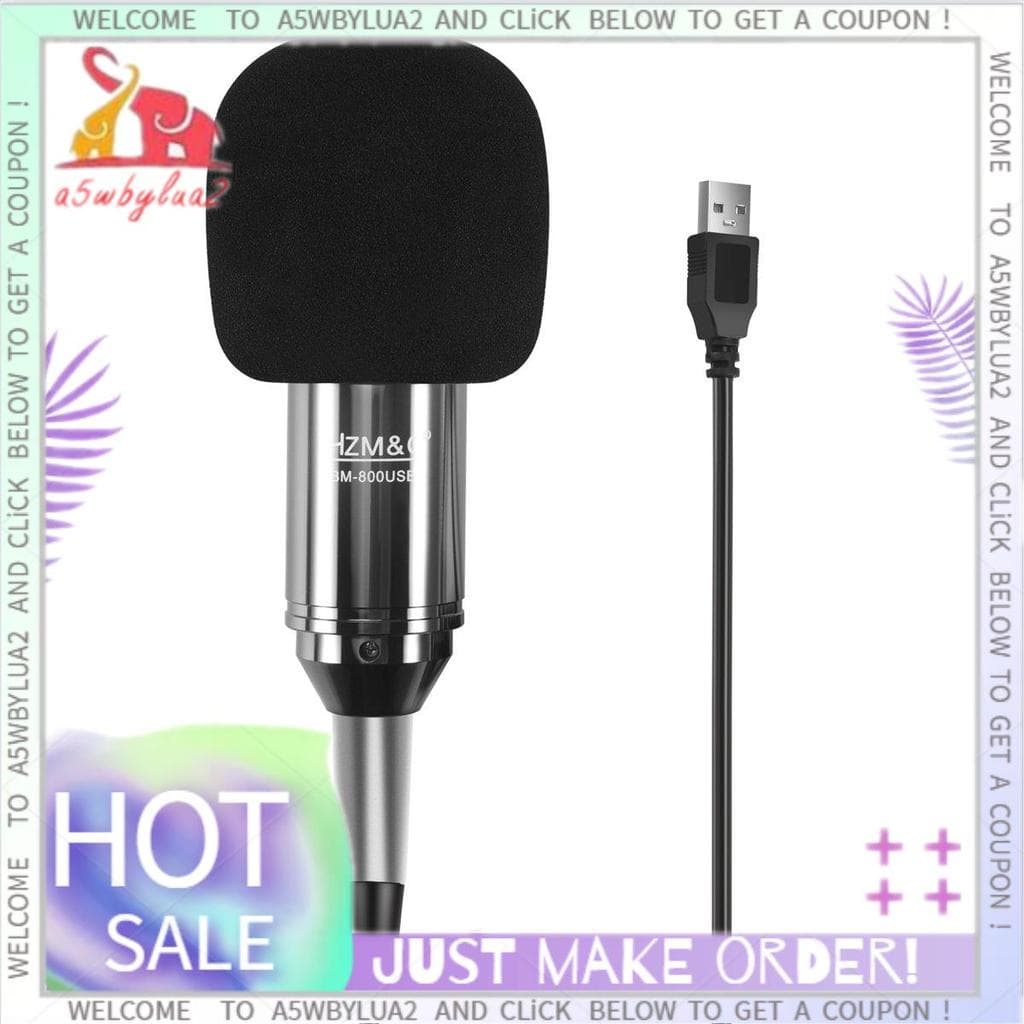 & C Atualizado Bm 800 Usb Microfone Condensador Studio Mic Para Gravação De Computador Karaokê Pc (Preto)