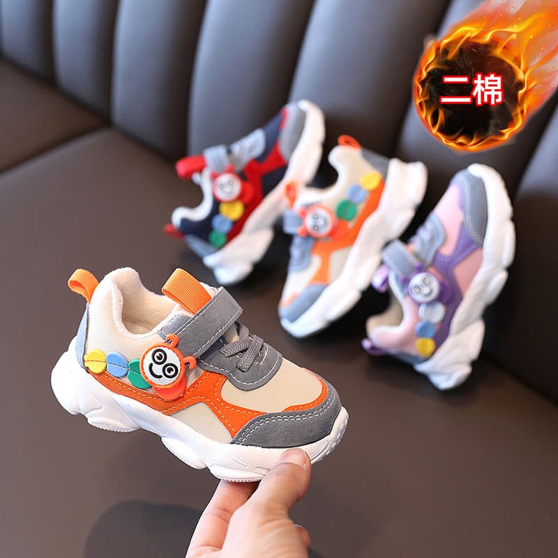 2026 outono inverno meninos novo estilo sapatos esportivos infantis forro de lã dois algodão bebê menina sapatos de algo