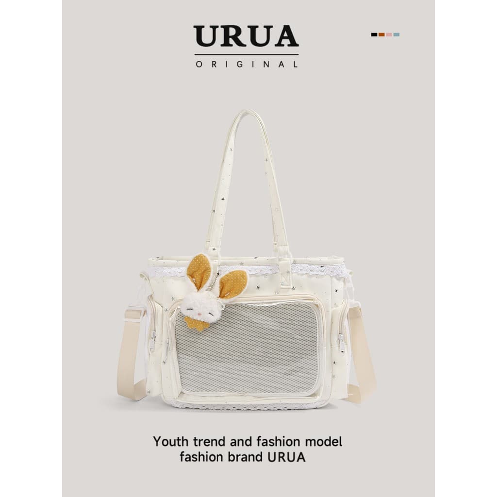 Bolsa de dor branca de alto valor, bolsa mensageiro de estudante de grande capacidade, borda de renda feminina, Capa gra