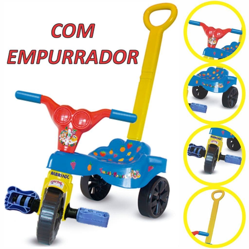Velotrol Motoca Triciclo Infantil Tico-Tico Jet Tutti-Frutti Com Ou Sem Empurrador