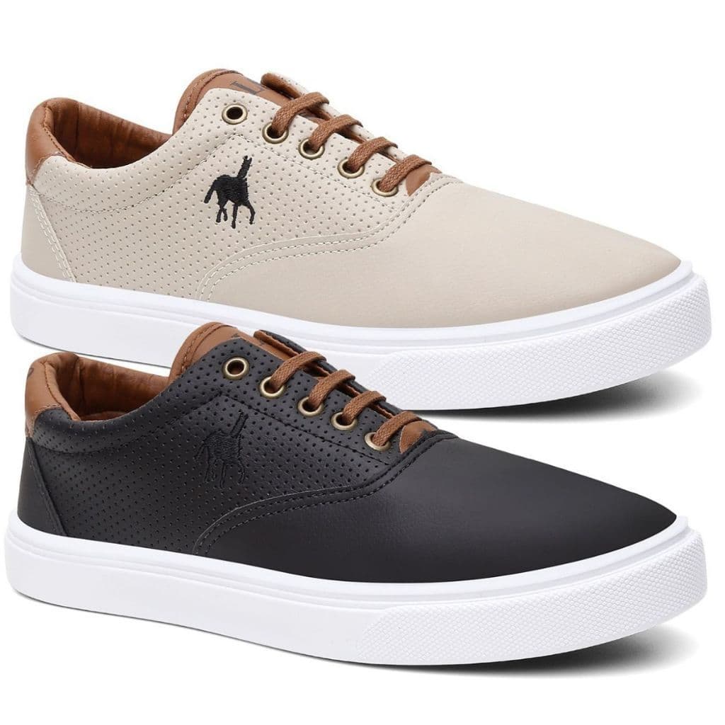 Kit 2 Sapateis Masculino Polo Imperial Sapato Casual Dia dos Pais Confortavel Tenis Social Moderno