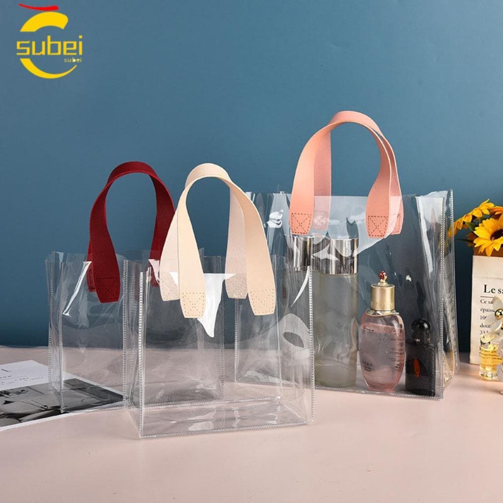 Sacos De Compras Transparentes SUBEI , Sacola De PVC Transparente , Saco De Armazenamento À Prova D'água Com Alça