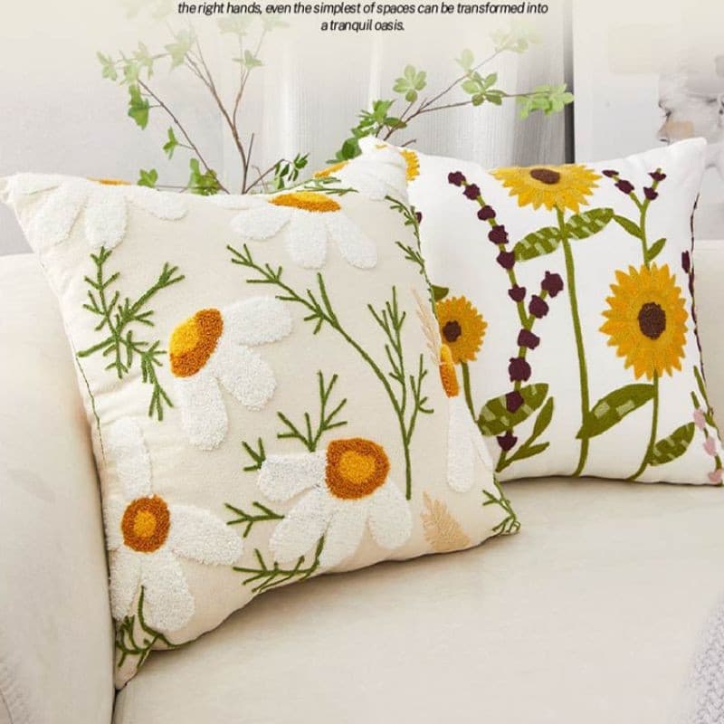 Capa de almofada de luxo leve e de alta qualidade em estilo pastoral americano, capa de almofada bordada para sofá e sal
