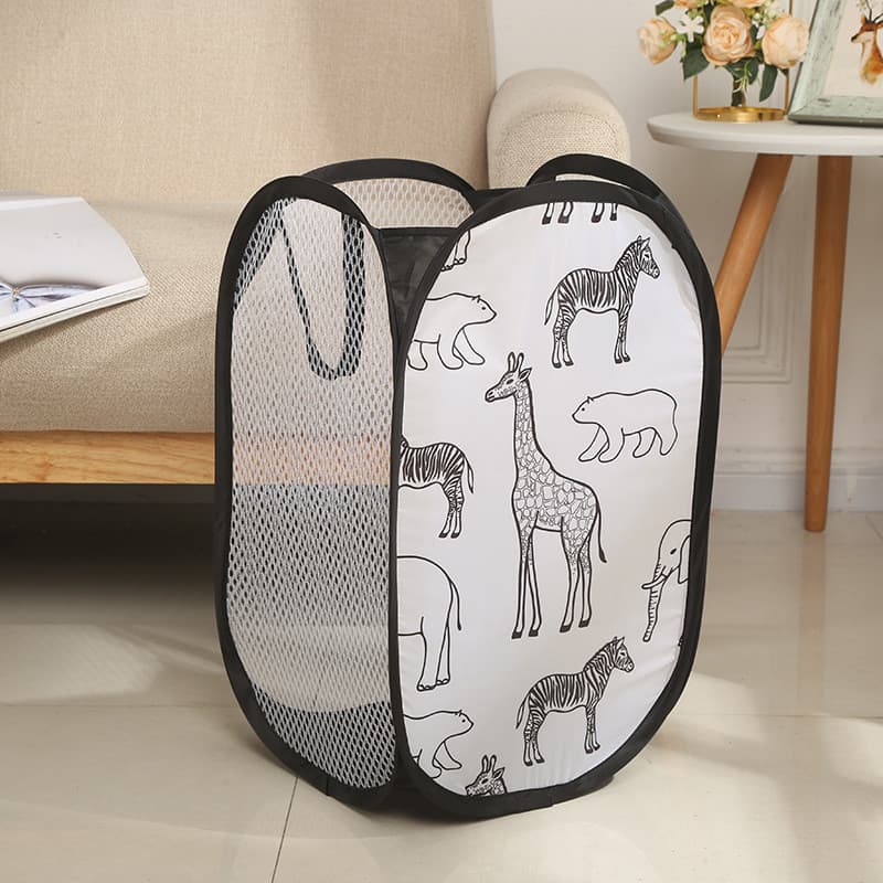 Cesto de roupa suja de girafa de desenho animado, cesta de roupas sujas domésticas, organização de artigos diversos, ces