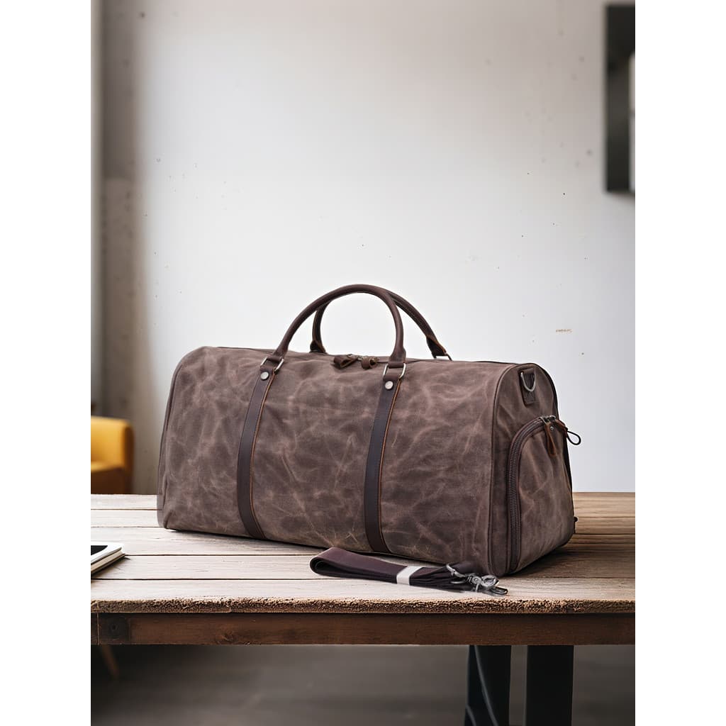 Bolsa masculina de grande capacidade Retro cera de óleo saco de lona acampamento ao ar livre saco de viagem de longa dis