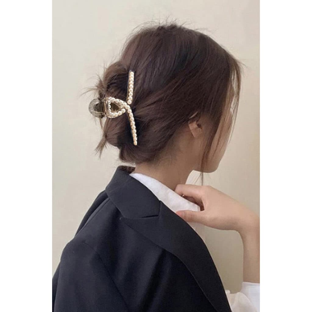 Estilo coreano ins pérola grampo de cabelo clipe lateral menina cabeça traseira grande grampo de cabelo grampo de cabelo