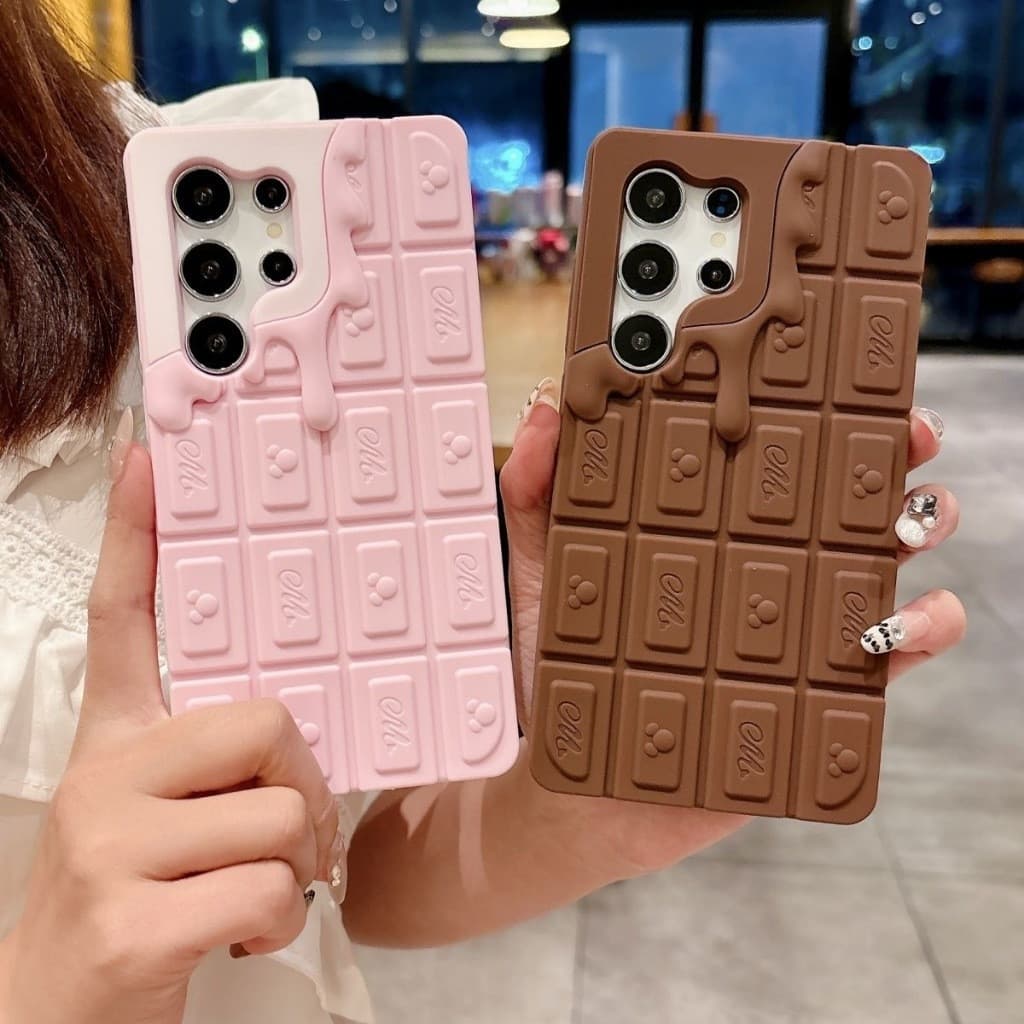 Compatível com Samsung S25 Ultra S24 S23 A13 A14 A15 A16 A52s, Capa Protetora Macia com Design de Chocolate Derretido 3D
