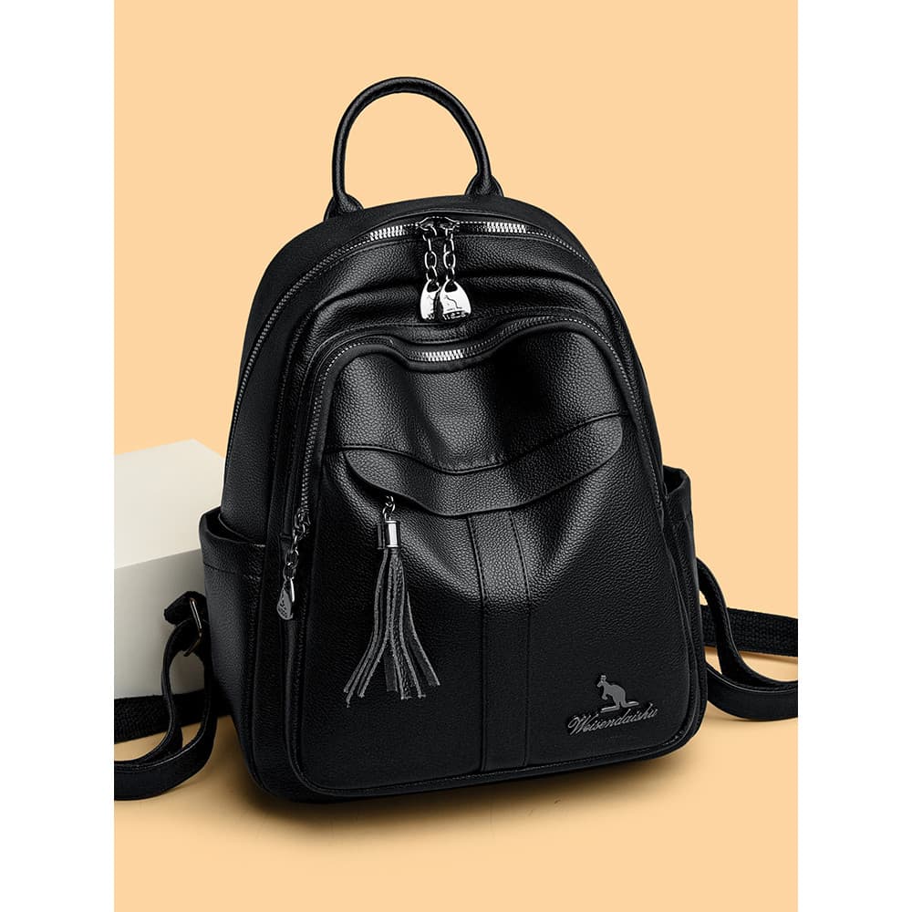 Mochila de couro macio Real feminina 2025 novo estilo moda Casual mochila grande capacidade saco de viagem senhoras All-