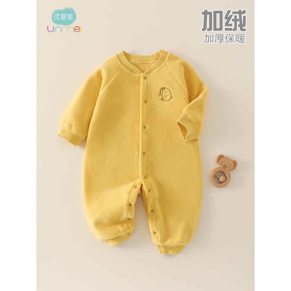 Macacão de bebê mais veludo bebê primavera outono inverno roupas macacão quente engrossado desossado Outing roupas jaque