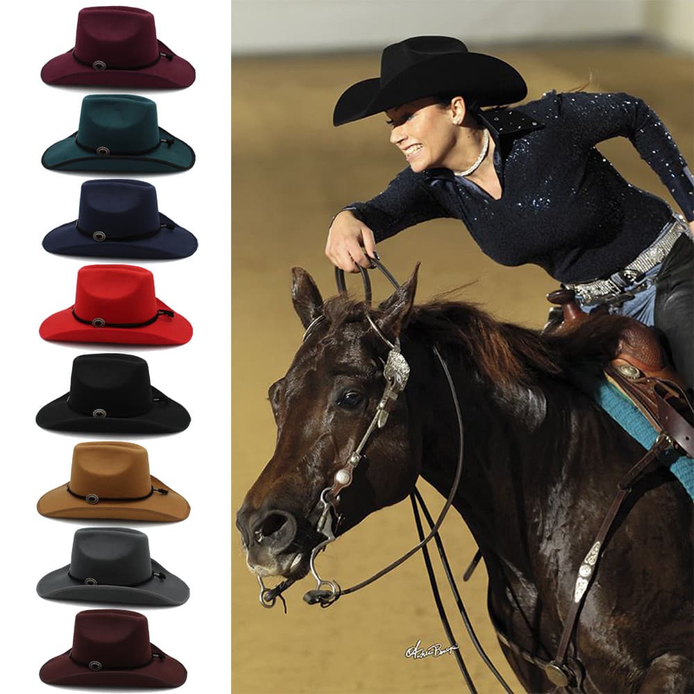 Primavera outono inverno das mulheres dos homens equitação chapéu de feltro de lã ocidental chapéu de Cowboy britânico e