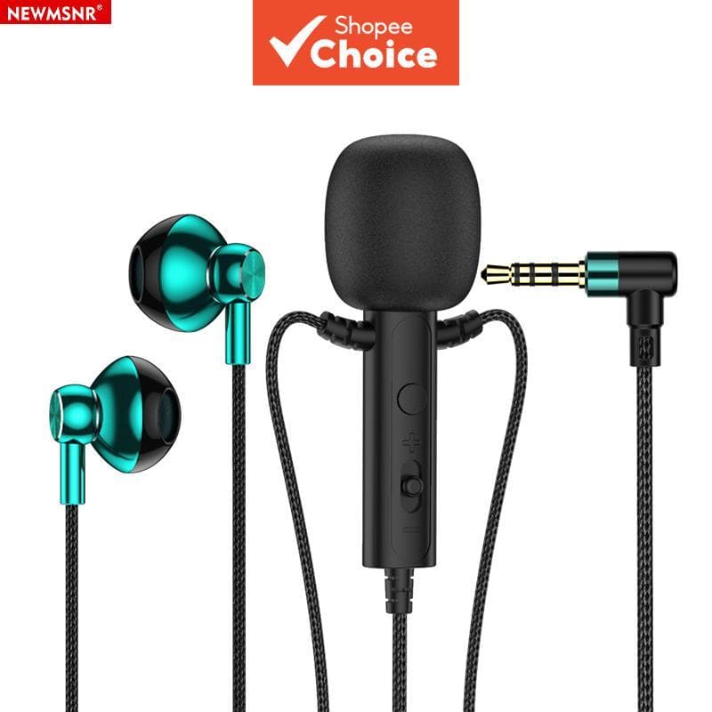 Fones de ouvido com fio NEWMSNR, com microfone, tipo C e 3,5 mm, fones de ouvido intra-auriculares para karaokê,