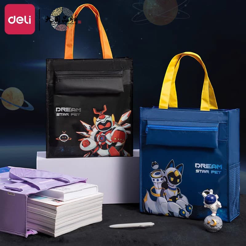 Deli Bolsa Carry Book Bag Bolsa de mensalidade A4 Tutorial Bag Oxford Pano Bolsa de lona à prova d'água Feminina Alunos