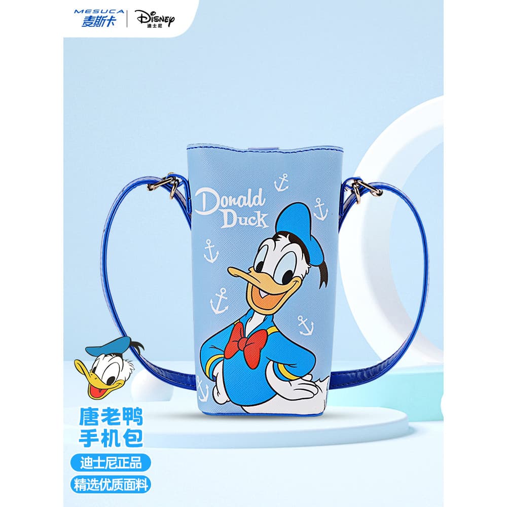 Messcar x Disney genuíno saco do telefone móvel dos desenhos animados bolsa feminina bonito saco do mensageiro All-Match