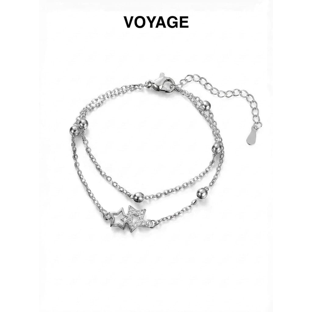Estrela titânio aço pulseira feminina dupla camada empilhamento pulseira namorada pulseira estudante luz luxo n