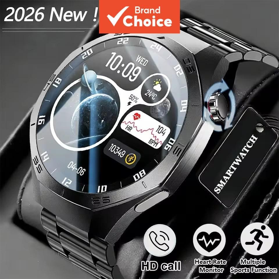 Relógio Inteligente 2026 Masculino com Monitor de Frequência Cardíaca, Chamada Bluetooth, Múltiplos Modos Esportivos,