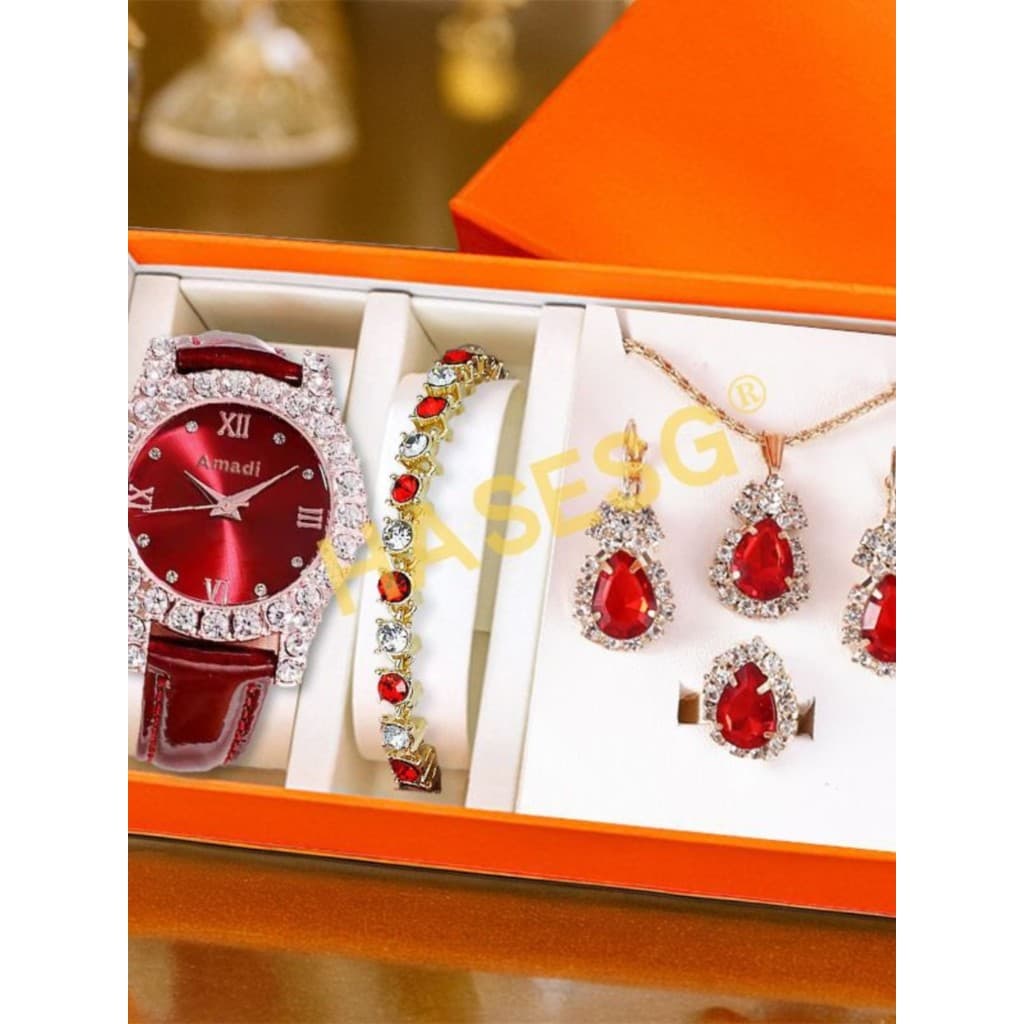 5 pçs/set novo estilo relógio feminino High-End luz luxo nicho relógio de quartzo moda conjunto modelo de comércio exter