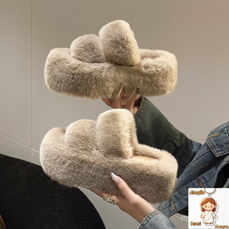 Mao Slippers for Women 2023 Novos Confortáveis De Uso Externo De Uma Linha Sola Grossa Sapatos De Pelúcia Chinelos De Al
