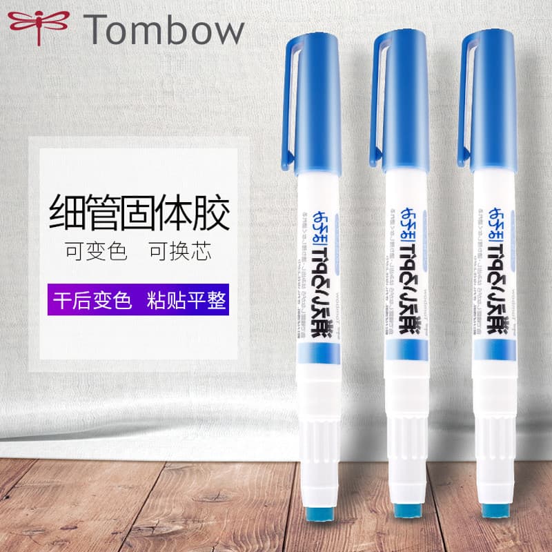 Japão Tombow Dragonfly Cola sólida em forma de caneta Cola em bastão Super cola que muda de cor Alunos de escritório Mat
