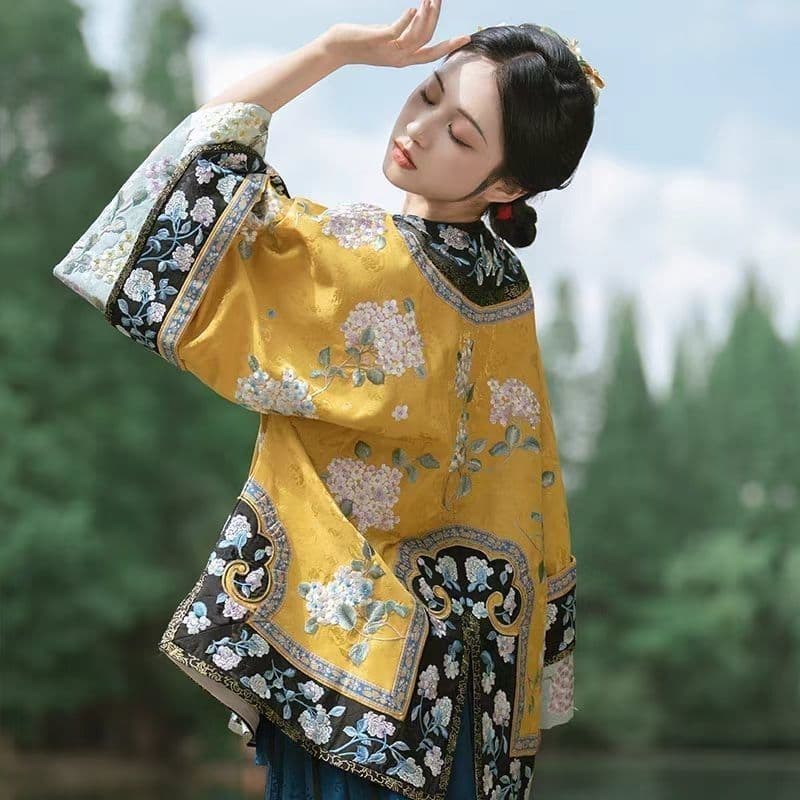 Hanfu Han Feminino Novo Estilo Dinastia Qing Indústria Pesada Chinesa Impressão Cavalo Dinastia Qing