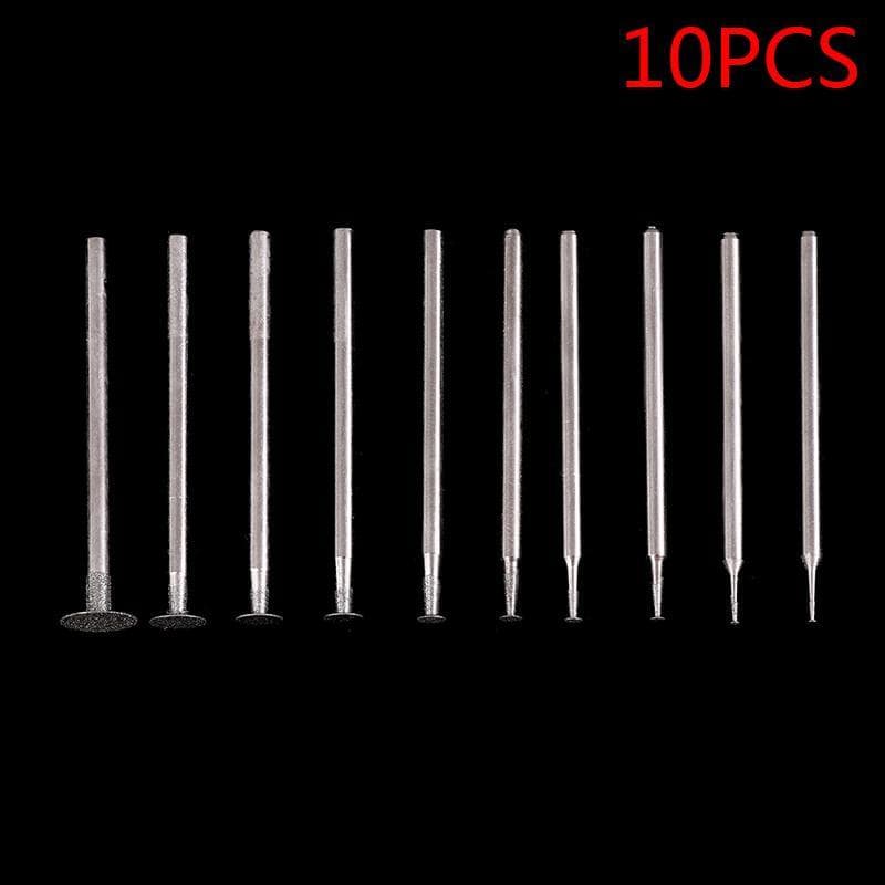 10 Pçs Montado Bits De Moagem Ultra Fino T Cabeça Haste Ferramenta Rotativa Acessórios Para Metal Vidro Jóias Gravura