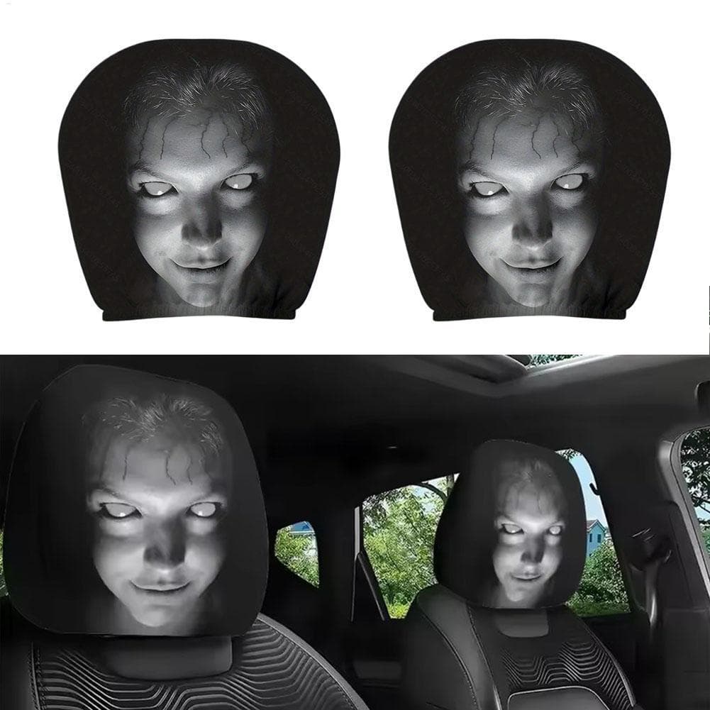 Capas Para Encosto De Cabeça De Carro , Universal , Elástico , Tema De Terror , Design De Caveira , Engraçado