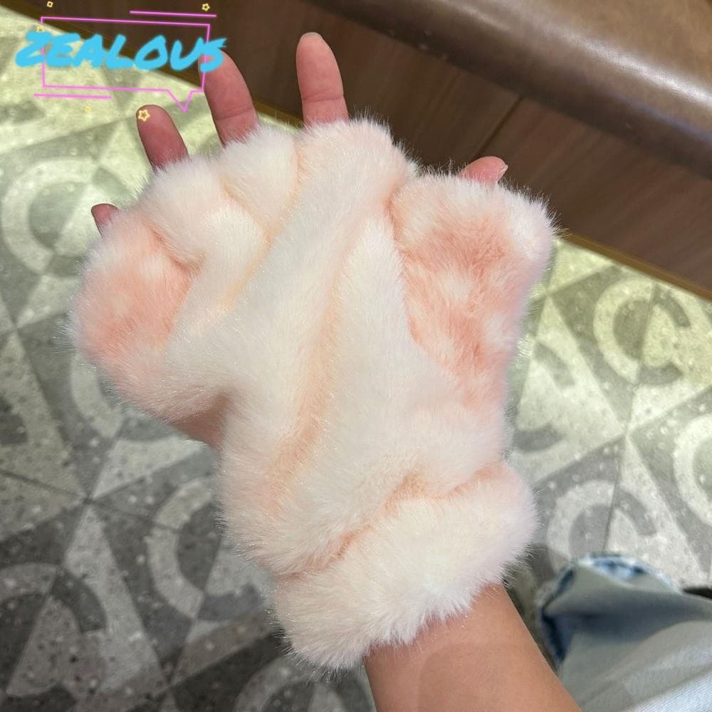 ZEALOUSSS Luvas Femininas , De Pelúcia Quentes À Prova De Frio Inverno Espessadas Vento Com Tela Sensível Ao Toque