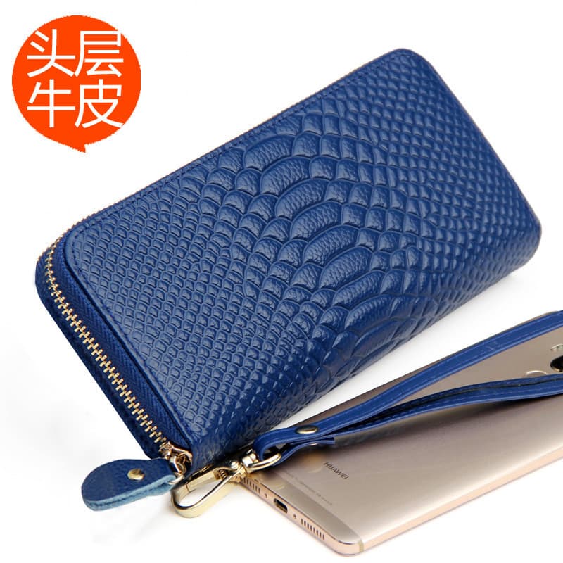 Carteira de couro de primeira camada feminina longa com zíper único estilo carteira masculina de couro genuíno bolsa mul