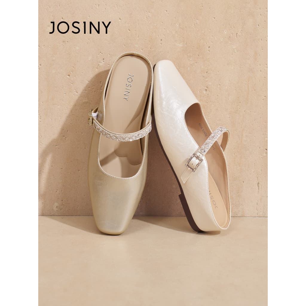 Zhuosini dedo do pé quadrado Mary Jane Muller sapatos femininos strass salto baixo toe-Baotou meia chinelos exterior usa